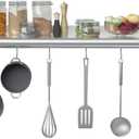 Treshin Stainless Steel Shelf with 6 Hooks 14 x 48 Inches, Commercial Wall Mount Floating Shelving Storage Pot Rack for Restaurant, Kitchen, Home, Bar and Hotel