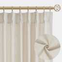 Cream Beige Pinch Pleat Linen Curtains 84 Inch Length 2 Panels Set for Bedroom Dining Room Semi Sheer Linen Boho Farmhouse Neutral Window Curtains 84 Inches Long for Living Room Nursery 40x84 (40"W x 84"L (Pack of 2))