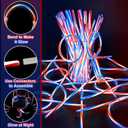 100 PCS 250th Anniversary 4th of July Glow Sticks Bulk with Connectors,Red White Blue 3 Colors In 1 Glow in The Dark Stick, Light Up Bracelets & Necklaces for Kids & Adults Party Favor Supplies