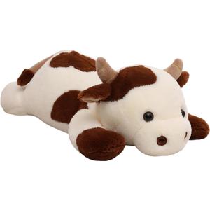 YESGIRL 25.6 inch 5 lbs Cow Weighted Stuffed Animals, Large Weighted Plush Animal, Cute Plush Toy Pillow, Soft Kawaii Plushie Gifts for Adults, Kids, Boys and Girls(Off-White)