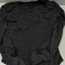 SAUNGKUAI Women's Plunge Deep V Neck Long Sleeve Bodysuit Double Lined Thong Body Suit Shirt Tops, S