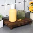 Amyhill Wood Pedestal Stand Kitchen Soap Tray Farmhouse Wooden Riser Stand for Kitchen Bathroom Counter Table Decor Plant Candle Vases Display(Classic,Dark Brown,12 x 7 Inch)