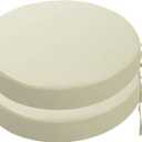 SK Studio Round Outdoor Chair Cushions for Patio Furniture, Set of 2 Waterproof Patio Chair Cushion with Adjustable Ties for Garden Sofa Couch, Beige, 16"x16"x2"