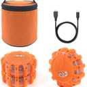 Ecoangel USB Rechargeable LED Road Flares Emergency Lights-Roadside Warning Car Safety Beacon Flashing Disc Flare Kit with Magnetic Base for Vehicles & Boat | 3 Beacon Disc Pack