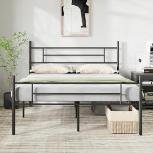Novilla Metal Full Size Bed Frame with Headboard and Footboard, 14 Inch Platform Bed Frame with Storage No Box Spring Needed, Strong Metal Slats Support (Black)