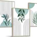 SERIMINO Sage Green Wall Art Framed, Botanical Boho Wall Decor for Living Room, Set of 3 Plant Painting Prints Farmhouse Decor for Bedroom, Bathroom, Office, 16 x24 inch (Aqua Blue & Sage)