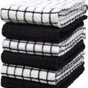 Bumble Kitchen Towels | 100% Cotton Dish Towels with Hanging Loop | 16"x 28" | 380GSM | Absorbent Kitchen Towel Set | 6 Pack, Black