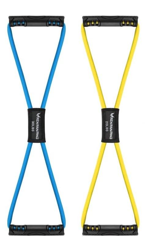 RENRANRING Figure 8 Fitness Resistance Bands with Handles - Exercise Tube Band Set of 2 for Arm and Shoulder Stretch, Rope 8 Word Elastic for Women and Men