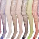 HOVEOX 9 Pairs Fishnet Stockings Fishnet Tights Patterned Fishnets Stockings Lace Patterned Tights Thigh High Pantyhose (Multicolor, Medium)