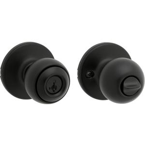 Kwikset Polo Entry Door Knob with Lock and Key, Secure Keyed Handle Exterior, Front Entrance and Bedroom, Matte Black, Pick Resistant SmartKey Rekey Security and Microban (1 Pack)