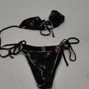 Bikinis Swimsuit Set for Women Swimwear Triangle Bathing Suit Tie String Thong (X-Small, Black)