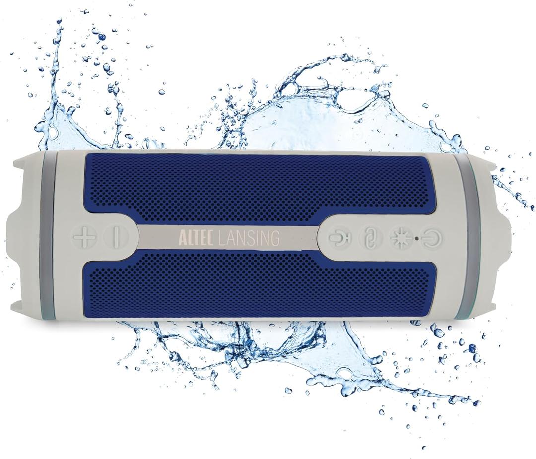 Altec Lansing HydraMOTION 2.0 Wireless Bluetooth Speaker, 16H Battery, RGB Lights, USB-C Quick Charge, IP67 Rated Waterproof Bluetooth, Mountable Speaker, Voice Assistant