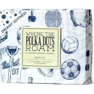 Kids Sports Bedding Set Full Size, Super Soft Baseball, Football, Soccer Themed Bedsheets for Teens and Children, Wrinkle Resistant Premium Flat And Fitted Sheets for Boys and Girls Sports Room Dcor