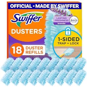Swiffer Dusters Refill for Cleaning, Feather & Microfiber Duster Disposable Alternative, for Dusting Furniture, Blinds, Ceiling Fans, Walls, Helps Remove Allergens, Lavender, 18ct