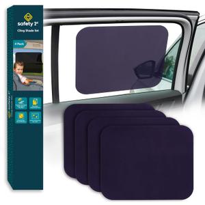 Safety 1st Cling Car Window Shades for Baby, 4 Pieces, Sun Blocker and UV Protection, Static Cling Privacy Shade, Black Tint