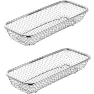 Kitchen Drawer Organizer, Stainless Steel Storage Container Metal Cabinet Storage Basket for Holding Silverware Kitchen Utensil, Pack of 2