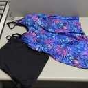 Plus Size Tankini with Shorts - Women Two Piece Swimsuits Bathing Suit Scoop Neck Flowy Swimwear 2025 (Blue Purple Leaves), Size 22W