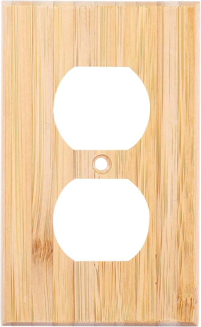 Raw Wood Double hole Outlet Covers 4.5" X 2.76" Bamboo Quality Decorative Wall Plate Light Switch Plate Cover for Bedroom Kitchen Home Decor (Double hole Outlet) (Standard Size)