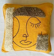 Merrycolor Soft Aesthetic Decorative Throw Pillow Covers 18x18 Modern Abstract Face Art Pillow Covers Colorful Embroidery Square Cushion Case Boho Cute Pillows for Bedroom Couch Sofa Living Room, 2pc