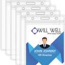 Will Well ID Badge Holders with Holes for Lanyards and Keyrings - Vertical Clear Plastic 2.5" x 3.7" Inner Size Sleeves Fit Up to 3 Cards, 0.8mm Thick Waterproof Resealable Zip Type - 6-Pack