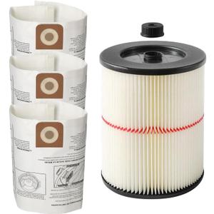 17816 Filter for Craftsman Shop Vac Filter 5/6/8/12/16 Gallon Wet/Dry Vac Filter with 3-Pack CMXZVBE38749 Dust Collection Bags for Craftsman Vacuum Filter 16 to 20 Gallon Shop Vacuum Cleaner
