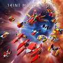 2 x RiceBlock 14 in 1 Space Wars Building Toys for Boys, Space Exploration Shuttle Model Building Kits, STEM Engineering Gift for Kids