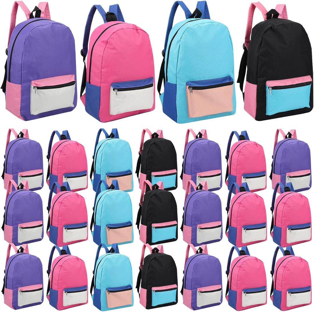 Amylove 24 Pack Backpacks Bulk Backpack for School 17 Inch Bookbags Back Pack for Kids Boys Girls Teens Students