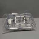 Snack Box Container with 8 Compartments, Stainless Steel Divided Serving Tray with Lid and Handle for Fruit Candy Parties Picnics, 4200 ml, Transparent Plastic Top