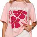 Women's Cottton Oversized Harvest Vintage Floral Graphic Tees Y2K Tops Summer Casual Streetwear T-Shirt (XL)