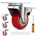 Caster Wheels 2 Inch, Heavy Duty Caster Wheels Set of 4, Swivel Castor Wheels with Dual Locking Brakes, Silent Polyurethane (PU), 360 Rotation, for Furniture and Workbench, Load 600lbs