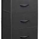 WLIVE Dresser with 3 Drawers, Fabric Nightstand, Organizer Unit, Storage Dresser for Bedroom, Hallway, Entryway, Closets, Sturdy Steel Frame, Wood Top, Easy Pull Handle, Charcoal Black