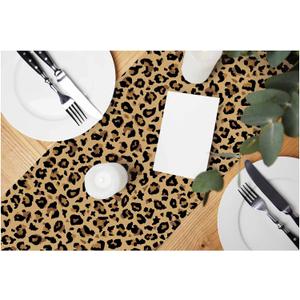HOSNYE Table Runner Fashion Leopard Fur Pattern,Cotton Linen Table Runner Decoration for Kitchen Family Dinner Table Holiday Party Farmhouse Style 13 x 72 Inch