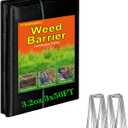 FZHENGDELI Heavy Duty Weed Barrier, 3.2oz Thick Geotextile Landscape Fabric 3ft x 50ft with 20 U-Shaped Stakes, Commercial Grade Weed Block Ground Cover, Black
