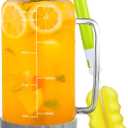 Aofmee 68oz Glass Pitcher with Lid and Handle, 2 L Glass Water Pitcher with Silicone Base and Precise Scale Line, Ice Tea Pitcher for Fridge, Anti-Slip Carafe for for Cold Brew, Beverage, Lemonade