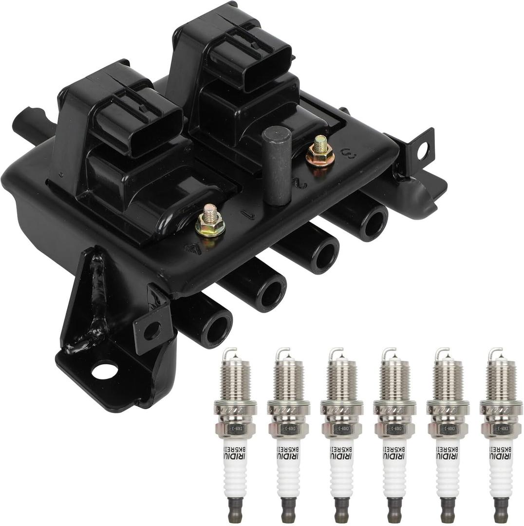 ECCPP 1 ignition coils with 6 iridium Spark Plugs,UF343,coils packs,for mazda Miata 1.8L 1999-2000CLS1412,UF343 E752