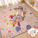 Baby Play Mat 50x50 Playpen Mat Foldable Washable Padded Thick Non Slip Crawling Tummy Time Rug Carpet for Babies Boys Girls Toddlers Soft Mat for Floor Nursery Gym Infant Cushion Beige