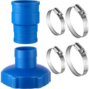 Enhon 1 Pack Pool Vacuum Hose Adapter Kit, Compatible with Intex Adapter B, 1 1/2 inch Rubber Skimmer Hose Connector with 4 Stainless Steel Clamp for Above Ground Swimming Pool Vacuum Surface Skimmer