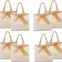 TKSBAG 50 Pack Small Thank You Gift Bags with Handles, 5.5''x 2.3''x4.7'' Mini White Gift Bags Bulk for Baby Shower, Birthday, Wedding, Party Favors, Mother's Day