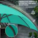 Kingdura 10FT Outdoor Patio Umbrella, Market Table Umbrella with Push Button Tilt and Crank, 8 Sturdy Fiberglass Ribs, UV Protection for Pool, Lawn, Deck, Backyard, Garden (Tiffany blue)