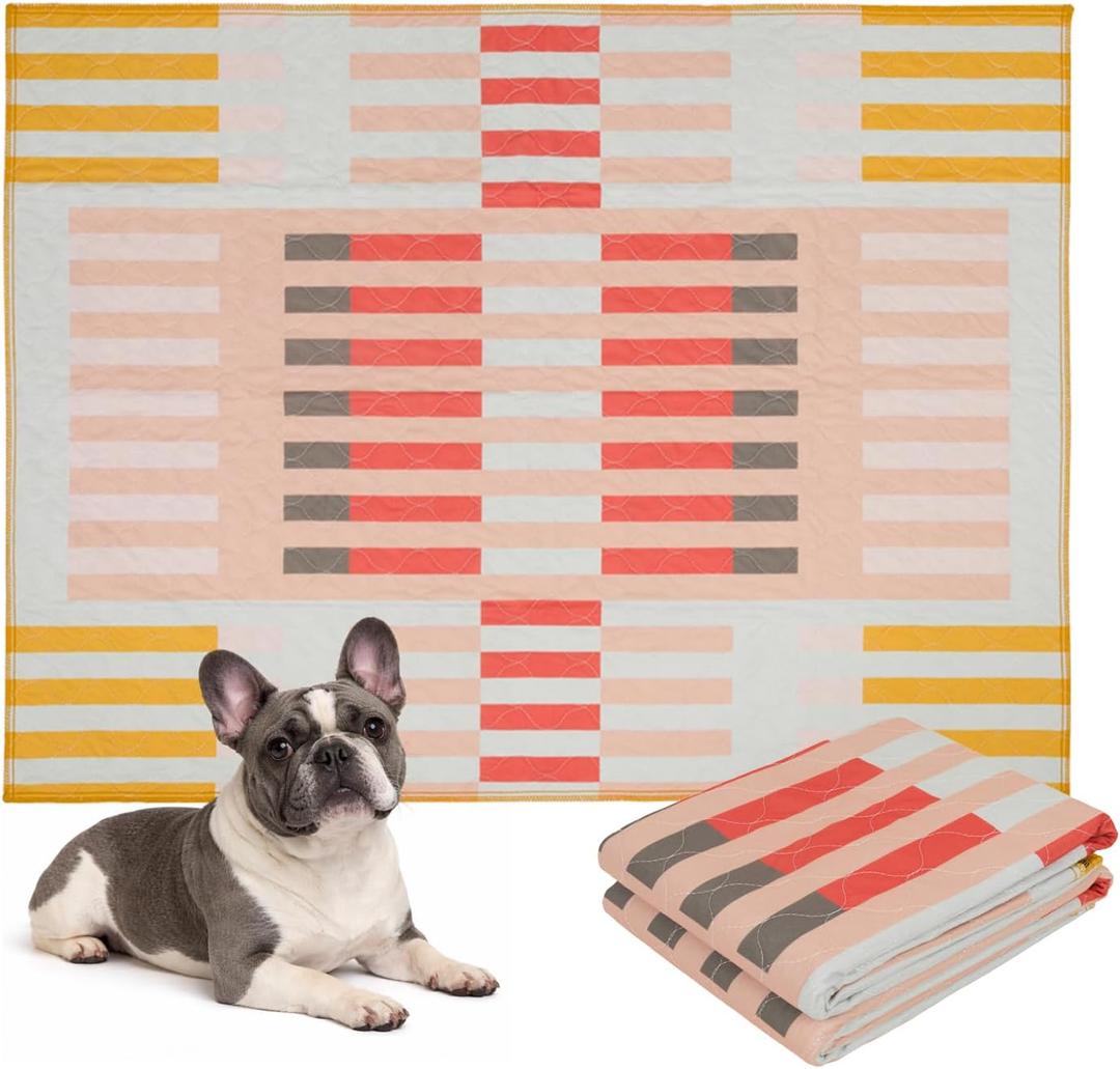 Lovewag Pets Washable Dog Pee Pads, 36" x 48", Waterproof, Non-Slip, Super Absorbent, Reusable Machine-Washable, 2-Pack (Guava Stripes)