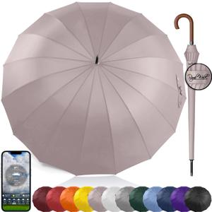 Royal Walk Windproof Umbrella Black Large 54 Inch Automatic Open for 2 Persons Stormproof for Men Women Classic Wooden Handle Lightweight Waterproof Durable Strong 16 Ribs Golf Unisex 120cm (Beige), XL