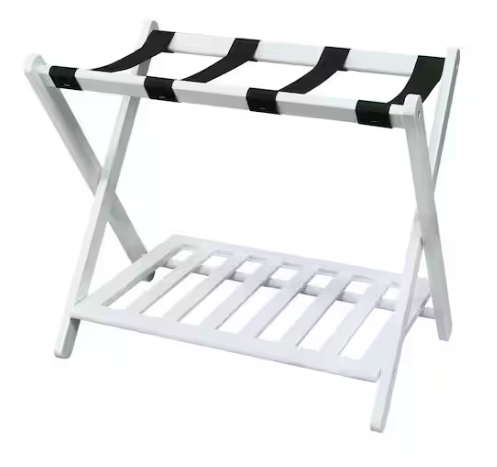 Casual Home Shelf-White Luggage Rack, 26.75" Wide