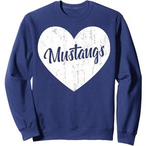 Mustangs School Sports Fan Team Spirit Mascot Heart Gift Sweatshirt S