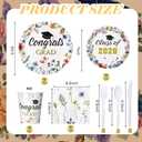 Yungyan 252 Pcs Wildflower Graduation Party Decorations Class of 2026 Congrats Grad Floral Graduation Plates Napkins Cups Forks Knives Disposable Tableware Set for College High School Party Supplies