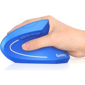 Lekvey Ergonomic Mouse, Vertical Wireless Mouse Rechargeable 2.4G USB Optical Carpal Tunnel Mice : 3 DPI 800/1200/1600 Levels 6 Buttons, for Laptop, PC, Mac, Computer, Desktop, Notebook etc, Blue
