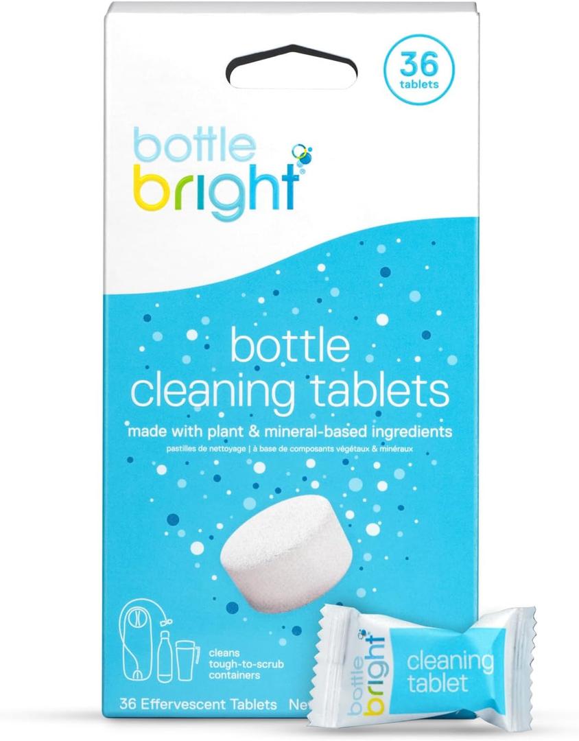 Bottle Bright - Clean Stainless Steel, Thermos, Tumbler, Insulated and Reusable Water Bottles  Cleaning Tablets are Easy and Safe to Use (36 Count (Pack of 1))