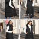Long Puffer Vest Women Quilted Hooded Vest Zip Up Sleeveless Vests Outerwear Padded Jacket Warm Winter Coat 2026 (Black), L