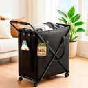 Laundry basket with Wheels 43 Gal (160L), Large & Tall Rolling Laundry Hamper, Metal Frame, Handle, and Removable Water-Resistant Bag, Suitable for Laundry Room, Bedroom (Black)