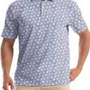 Mens Golf Shirt Short Sleeve Dry Fit Moisture Wicking Performance Collared Funny Print Golf Polo Shirts for Men (Blue, M)