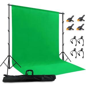 2 in 1 Green Backdrop Stand Kit, 10x8.5 ft Portable Dual Rod Stand kit with 8.5x12ft Green Backdrop-Premium Polyester for Video Streaming, Portrait Photoshoot,Wall Mounted, Parties 10x8.5 Ft, Green